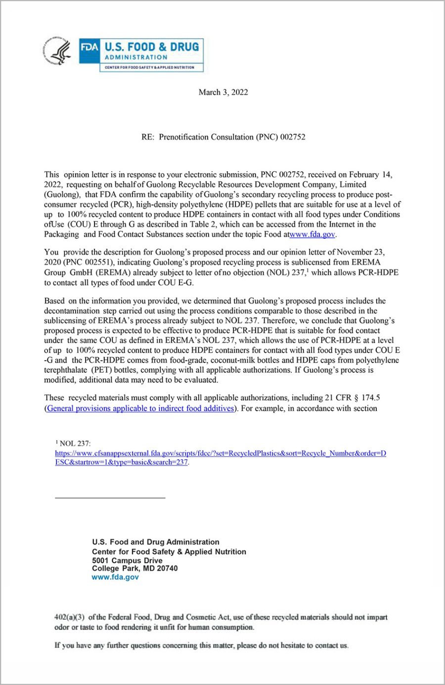 HDPE FDA(NOL)