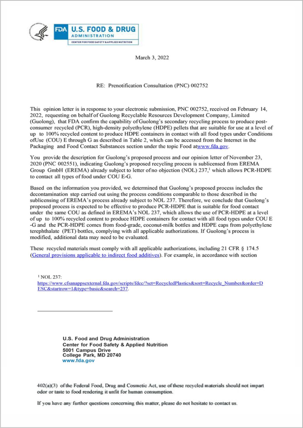 HDPE FDA(NOL)